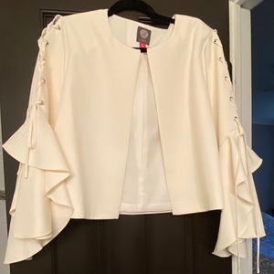 Lace-Up Ruffle Sleeve Jacket Vince Camuto